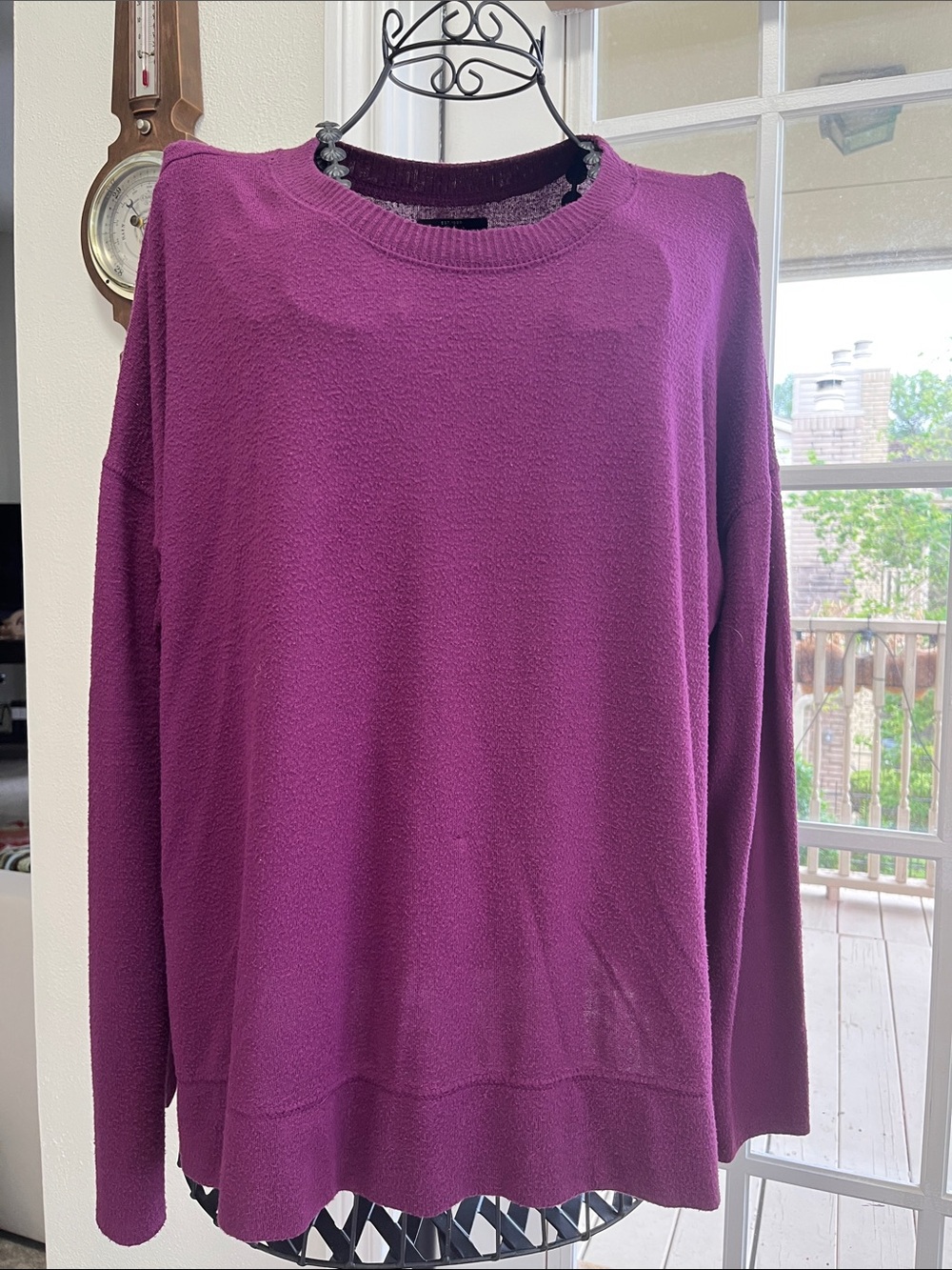 Lucky Brand Women's Scoop Crewneck Sweater - Plum/Magenta
